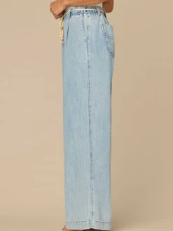 "Ab"leisure Skyrise Pleated Spade Pocket Wide Leg Jeans with Rope Belt