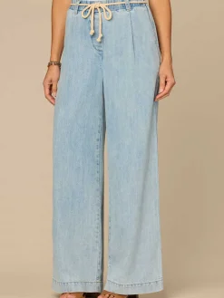"Ab"leisure Skyrise Pleated Spade Pocket Wide Leg Jeans with Rope Belt