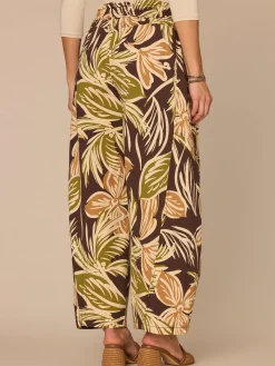 "Ab"leisure Skyrise Printed Snap Hem Glider Relaxed Straight Leg Pants