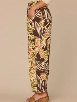 "Ab"leisure Skyrise Printed Snap Hem Glider Relaxed Straight Leg Pants