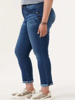 "Ab"solution® Blue Denim Cuffed Plus Girlfriend Jeans