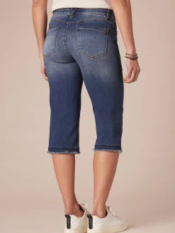"Ab"solution® Blue Denim Petite Fray Hem Skimmer Capri