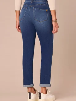 "Ab"solution® Cuffed Blue Denim Petite Girlfriend Jeans