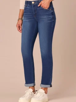 "Ab"solution® Cuffed Blue Denim Girlfriend Jean