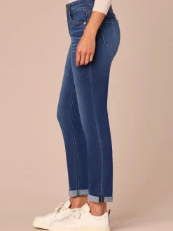 "Ab"solution® Cuffed Blue Denim Girlfriend Jean
