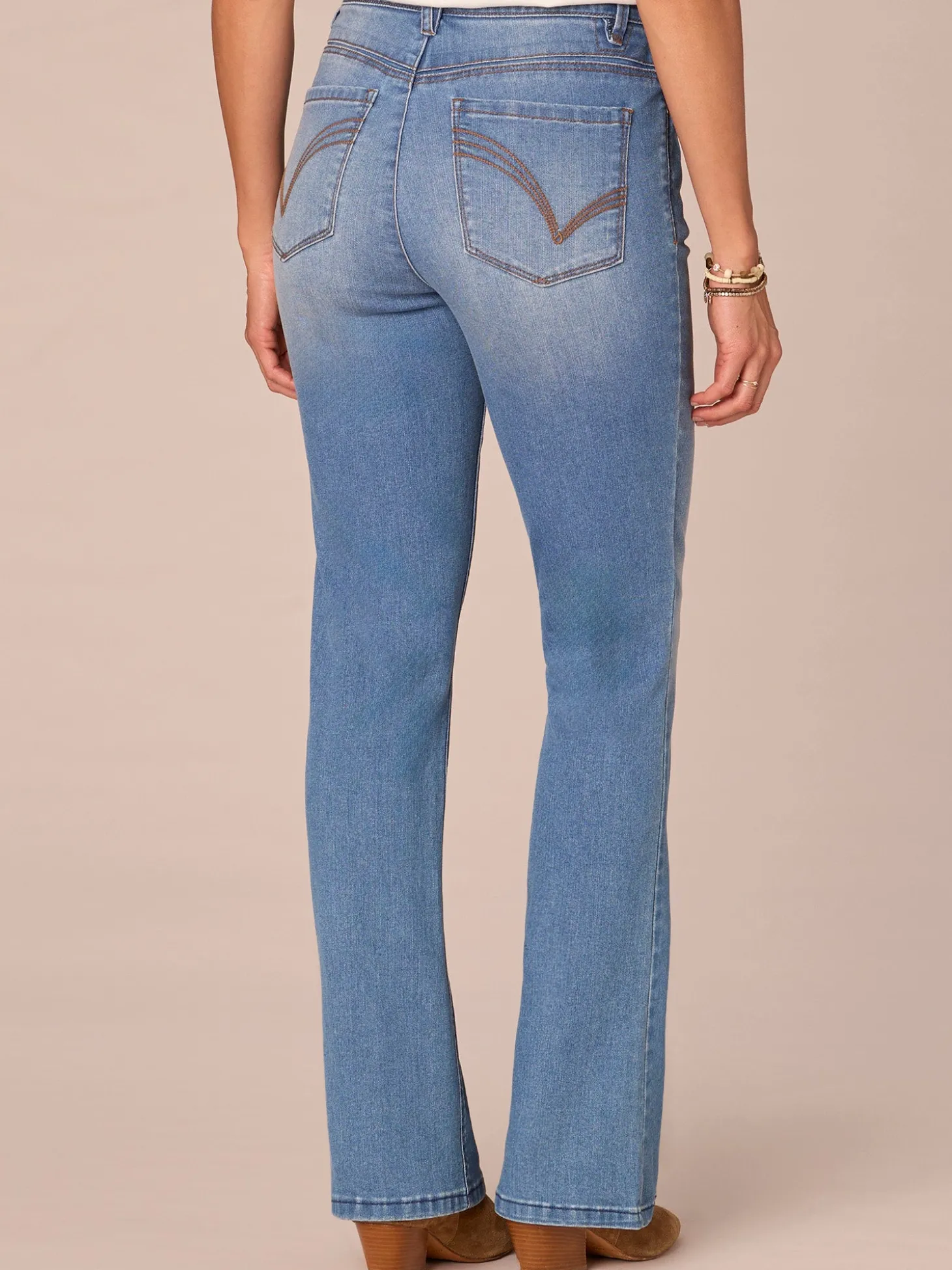 "Ab"solution High Rise Cascading D Pocket Itty Bitty Boot Petite Jeans