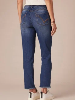 "Ab"solution High Rise Cascading D Fray Hem Slim Straight Petite Jeans