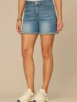 "Ab"solution® High Rise Cascading D Clean Finish Fray Hem Shorts