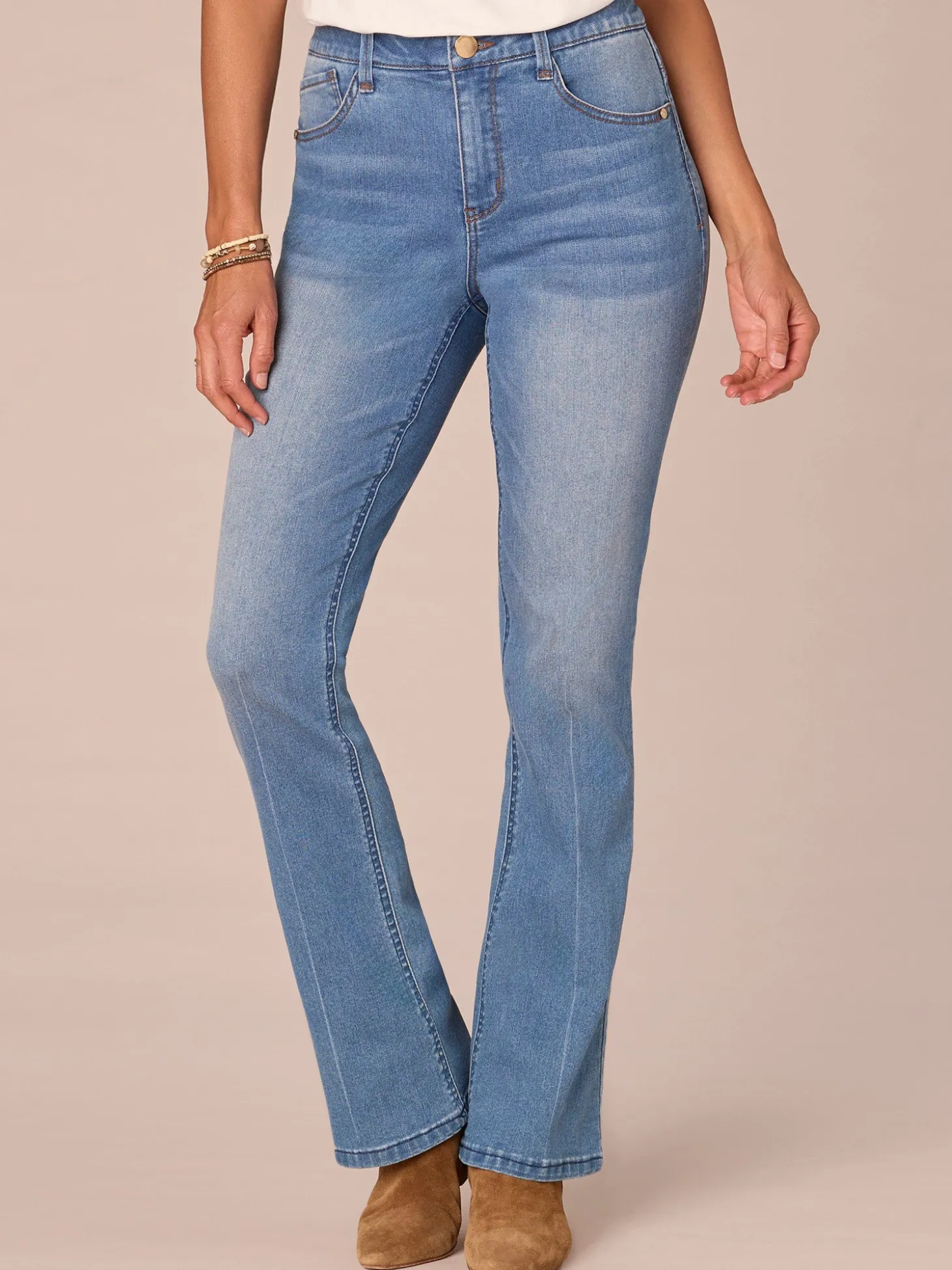 "Ab"solution® High Rise Cascading D Pocket Itty Bitty Boot Tall Jeans