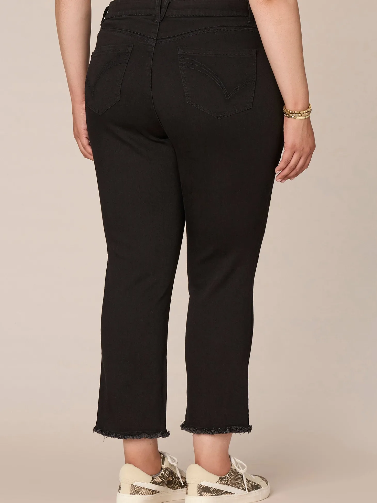 "Ab"solution High Rise Cascading "D" Slim Straight Plus Size Jeans