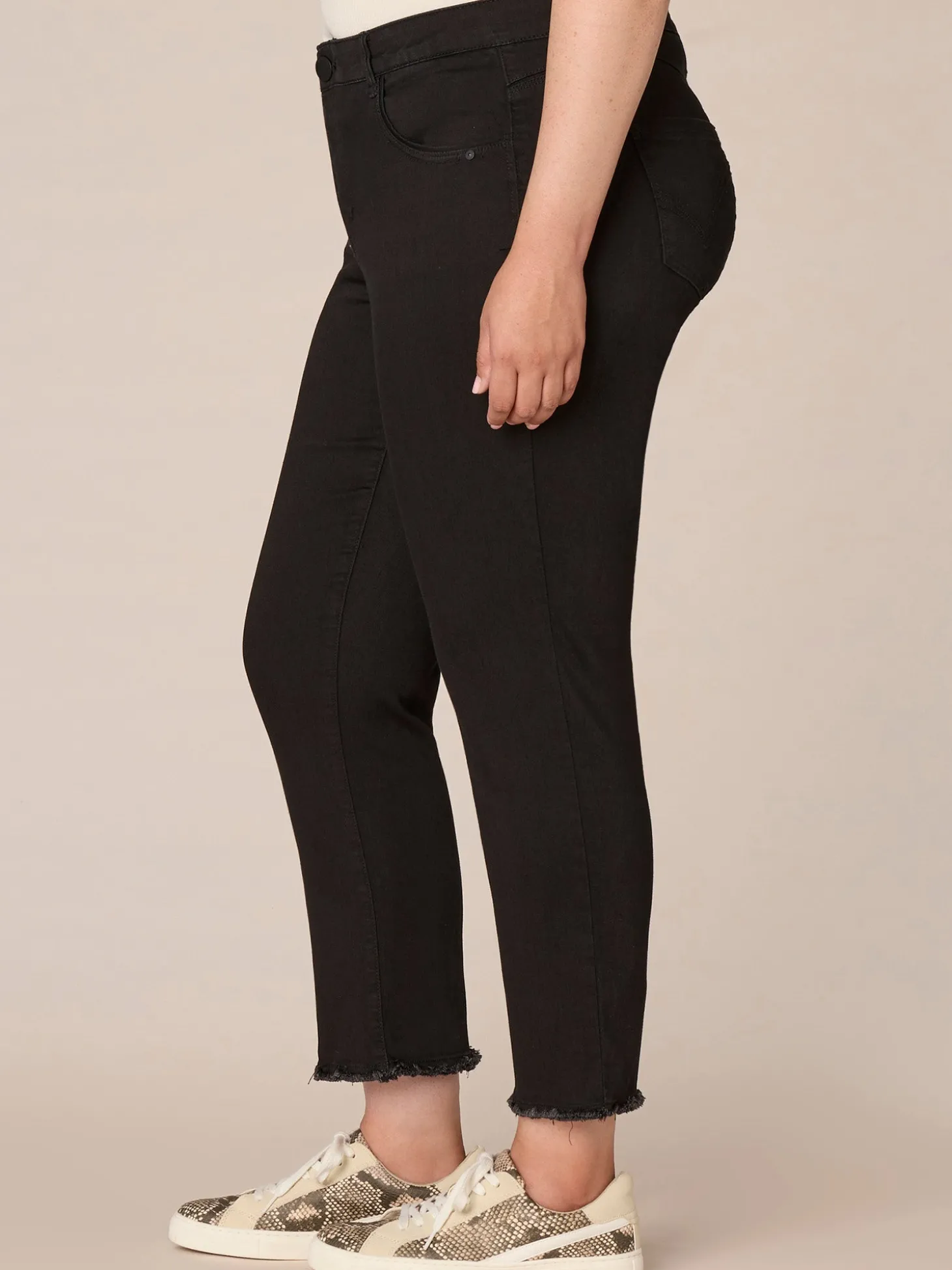 "Ab"solution High Rise Cascading "D" Slim Straight Plus Size Jeans