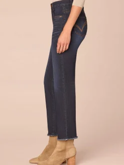 “Ab”solution® High Rise Cascading D Fray Plus Size Slim Straight Jeans