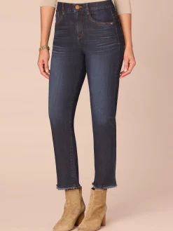 “Ab”solution® High Rise Cascading D Fray Plus Size Slim Straight Jeans