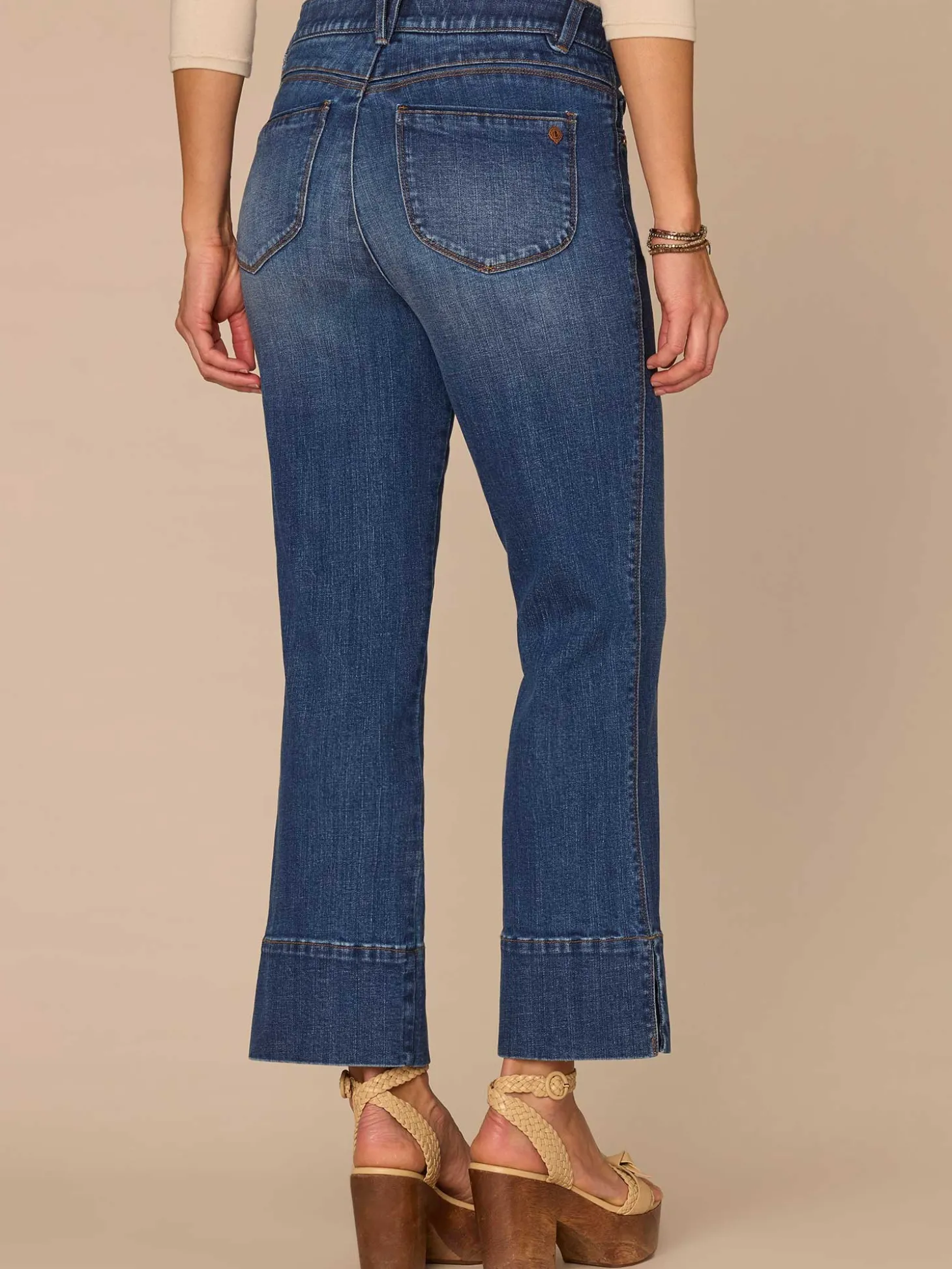 "Ab"solution® High Rise Center Seam Kick Flare Jeans with Slit Hem