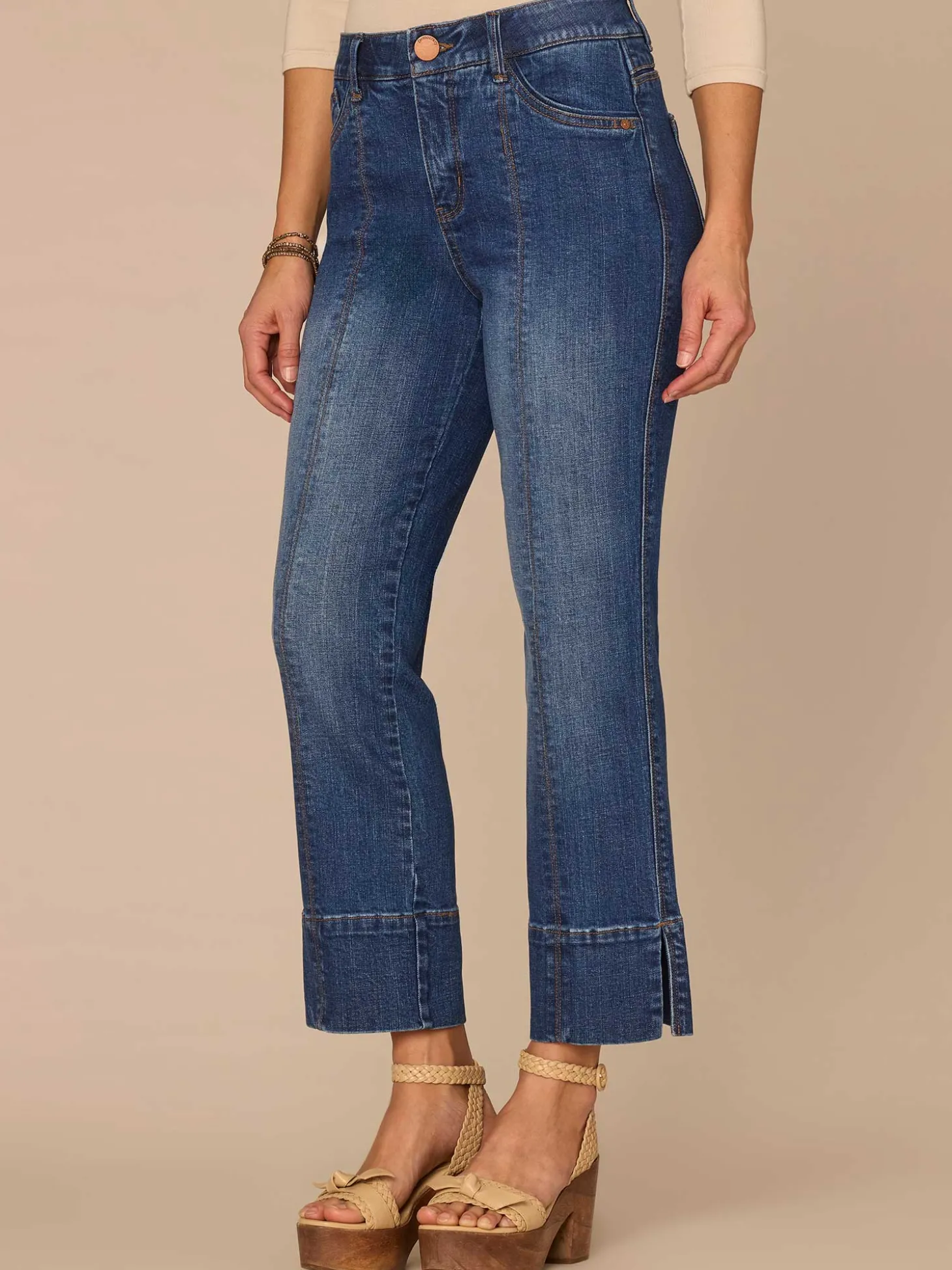 "Ab"solution® High Rise Center Seam Kick Flare Jeans with Slit Hem
