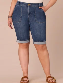 “Ab”solution® High Rise Coin Pocket Cuffed Plus Size Bermuda Shorts