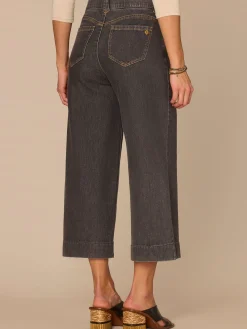 "Ab"solution® High Rise Cropped Petite Wide Leg Jeans in Grey