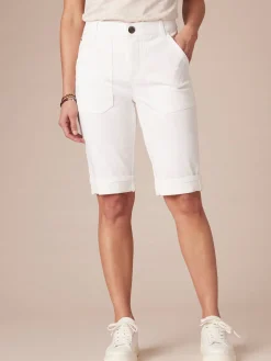 "Ab"solution High Rise Cuffed Denim Bermuda Short with Coin Pockets