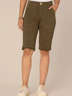 "Ab"solution High Rise Cuffed Hem Bermuda Shorts with Coin Pockets