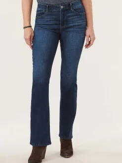 "Ab"solution® High Rise Embroidered Indigo Itty Bitty Boot Jean