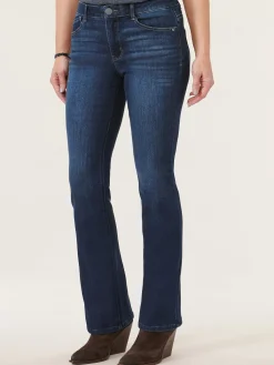 "Ab"solution® High Rise Embroidered Indigo Itty Bitty Boot Jean