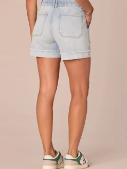 "Ab"solution High Rise Fray Cuff Shorts with Dart Seams