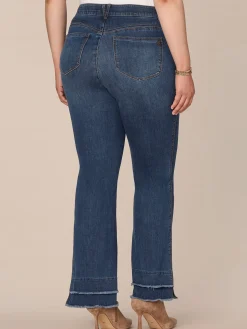 "Ab"solution High Rise Fray Hem Itty Bitty More Boot Plus Size Jeans