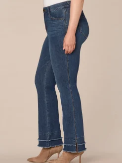 "Ab"solution High Rise Fray Hem Itty Bitty More Boot Plus Size Jeans