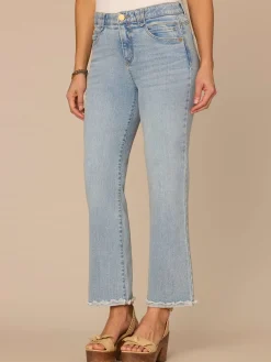 "Ab"solution® High Rise Fray Scallop Hem Petite Itty Bitty Flare Jeans