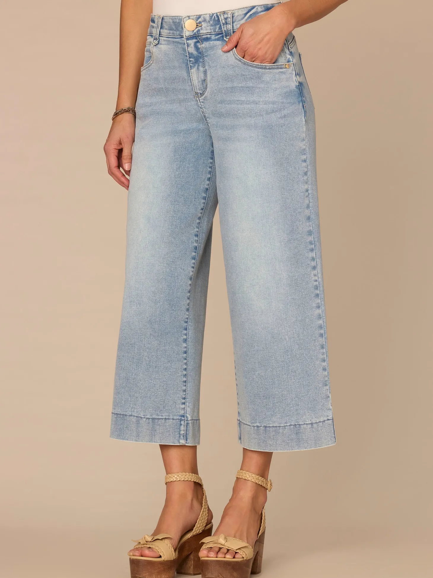 "Ab"solution® High Rise Light Blue Cropped Wide Leg Jeans