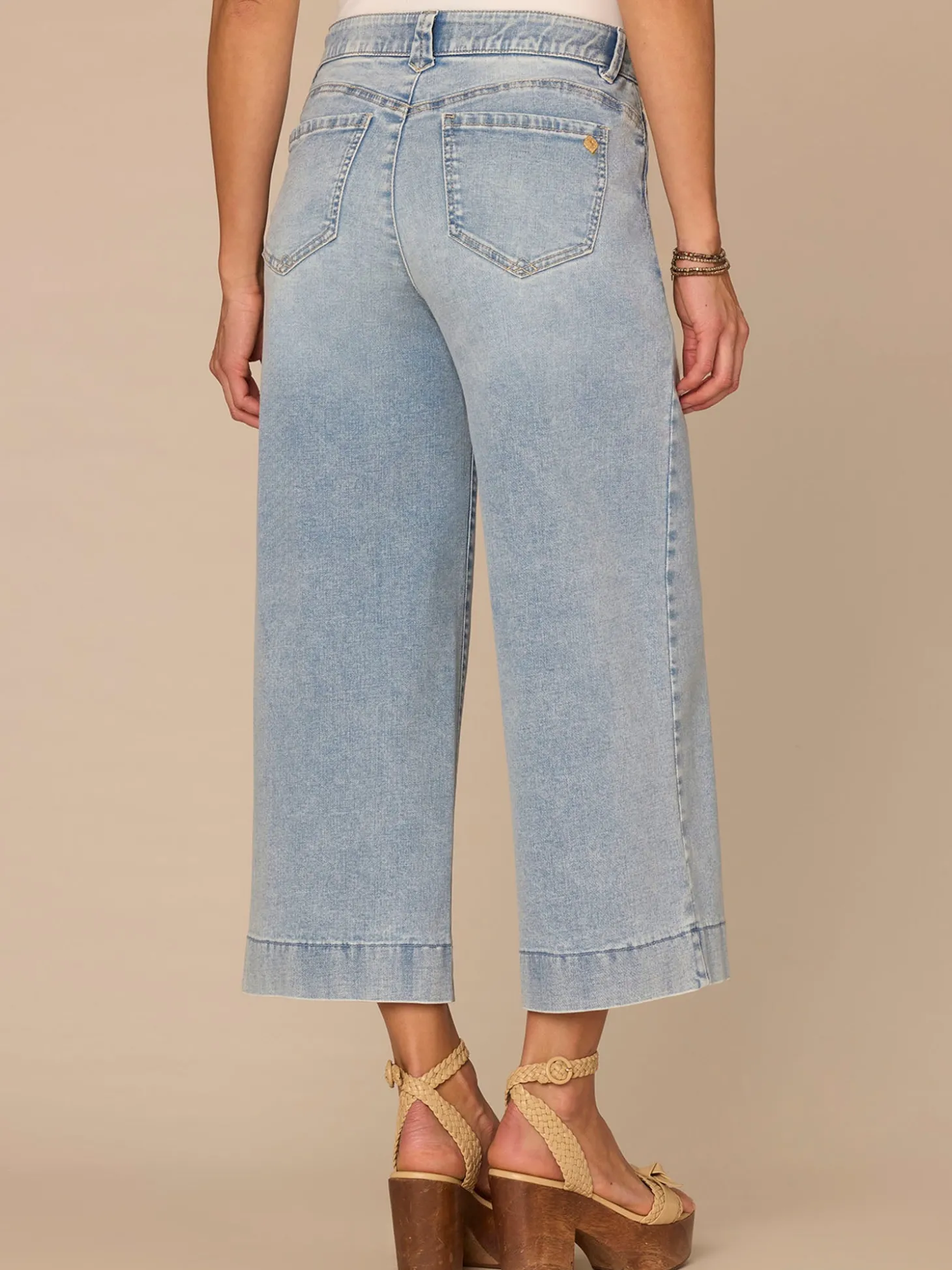 "Ab"solution® High Rise Light Blue Cropped Wide Leg Jeans