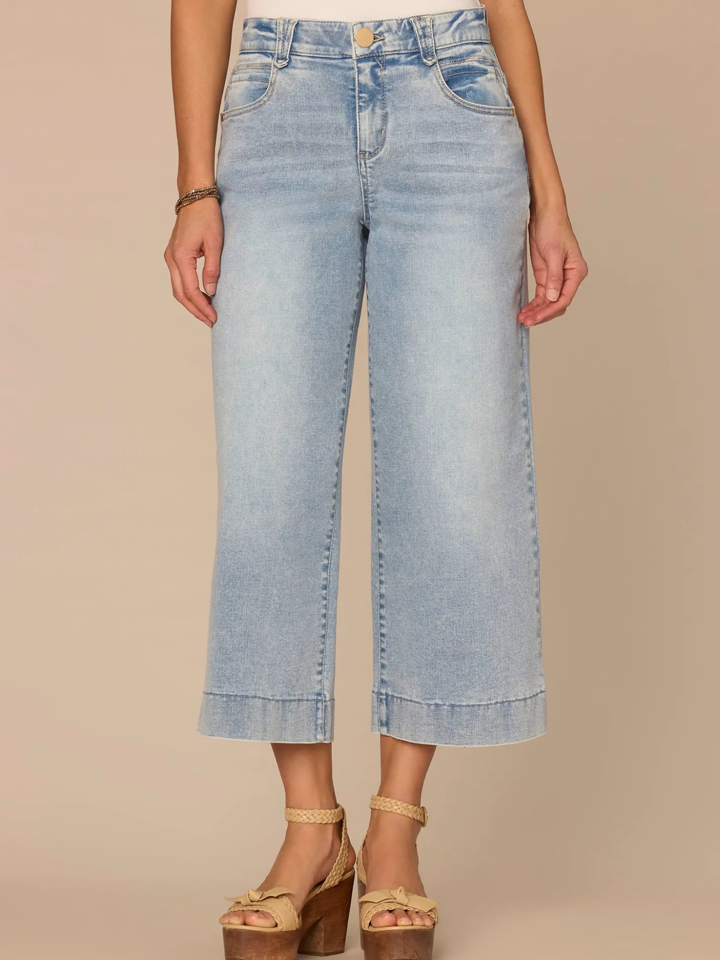 "Ab"solution® High Rise Light Blue Cropped Wide Leg Jeans