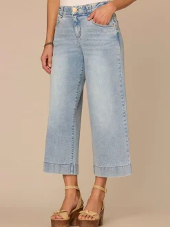 "Ab"solution® High Rise Light Blue Cropped Petite Wide Leg Jeans