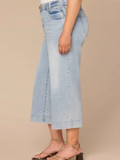"Ab"solution® High Rise Light Blue Cropped Plus Size Wide Leg Jeans