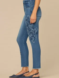 “Ab”solution® High Rise Paisley Embroidered Petite Ankle Skimmer Jeans