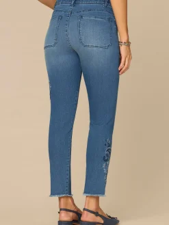 “Ab”solution® High Rise Paisley Embroidered Petite Ankle Skimmer Jeans