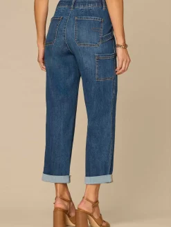 "Ab"solution® High Rise Patch Pocket Roll Cuff Utility Jeans