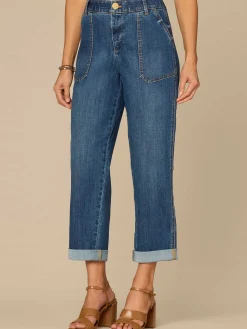 "Ab"solution® High Rise Patch Pocket Roll Cuff Petite Utility Jeans
