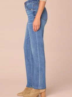 "Ab"solution® High Rise Petite Straight Leg Jeans in Mid Blue