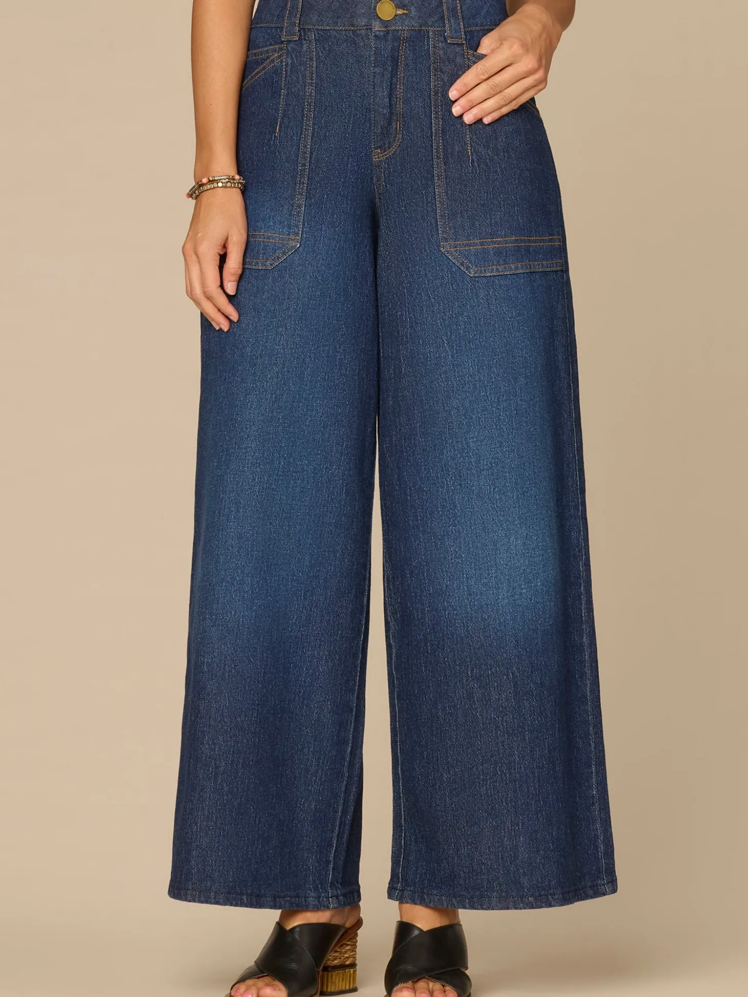 “Ab”solution® High Rise Petite Wide Leg Jeans with Utility Pockets