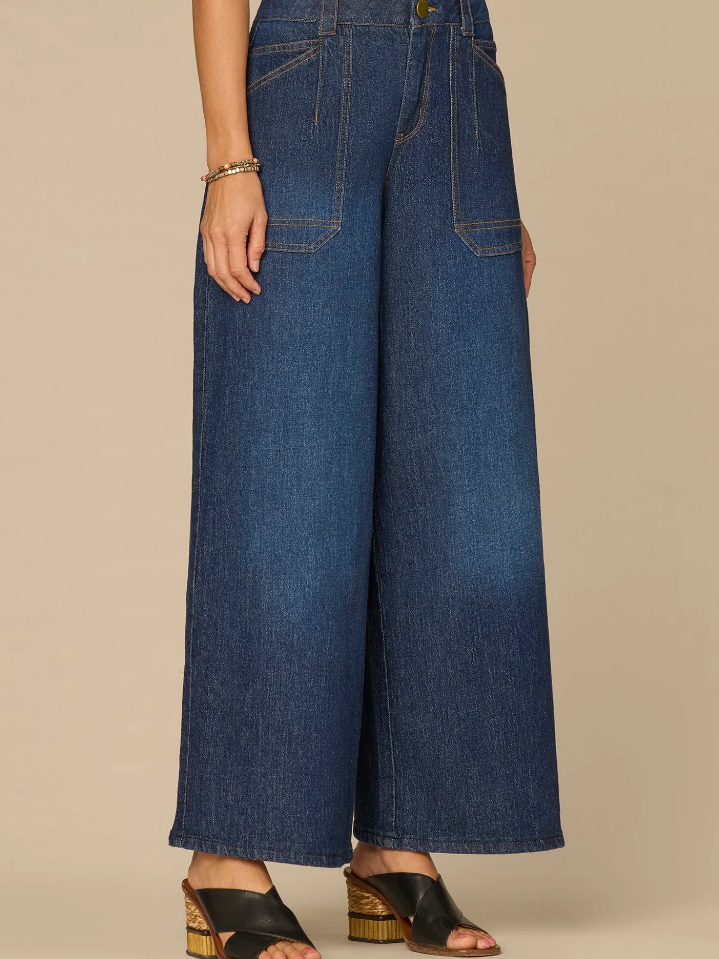 “Ab”solution® High Rise Petite Wide Leg Jeans with Utility Pockets