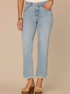 "Ab"solution® High Rise Reverse Fray Scallop Hem Itty Bitty Flare Jean