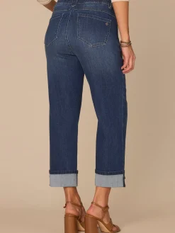 "Ab"solution® High Rise Round Up Yoke Boyfriend Jean with Cropped Cuff