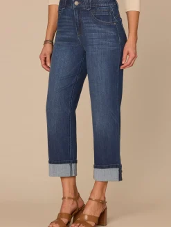 "Ab"solution® High Rise Round Up Petite Boyfriend Jeans with Crop Cuff