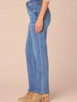 "Ab"solution® High Rise Straight Leg Plus Size Jeans in Mid Blue