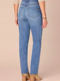 "Ab"solution® High Rise Straight Leg Plus Size Jeans in Mid Blue