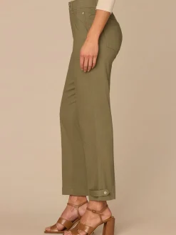 "Ab"solution High Rise Tapered Utility Plus Size Pants with Snap Hem