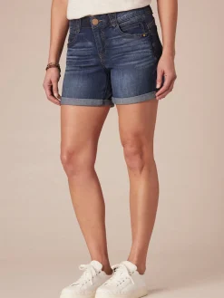 "Ab"solution® 5" Inseam Distressed Indigo Denim Short