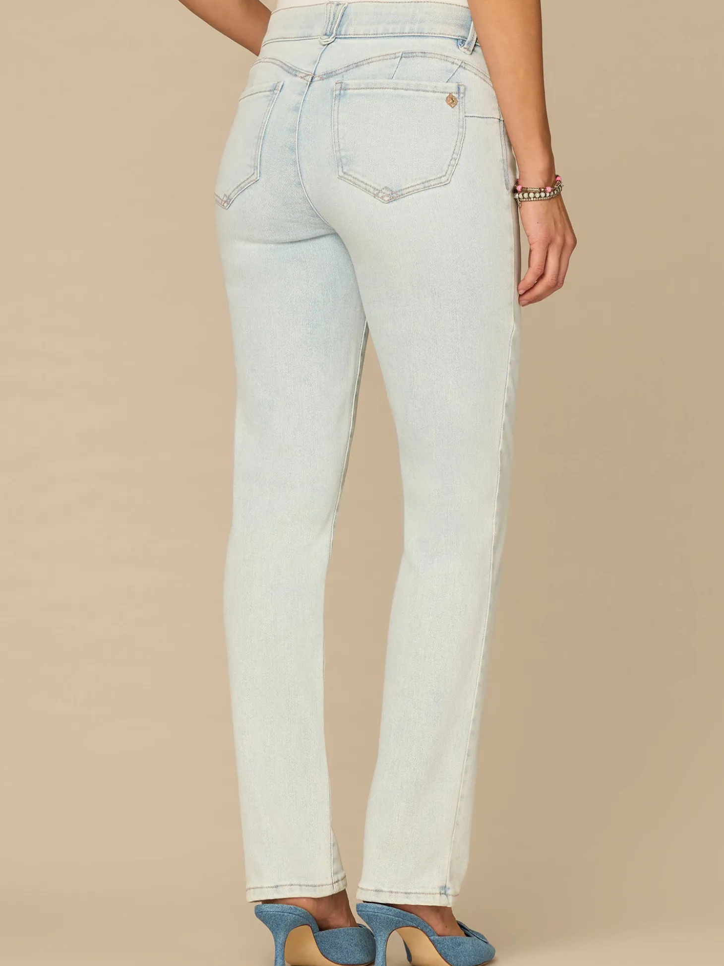 “Ab”solution® Mid-Rise Bleached Blue Booty Lift Straight Leg Jeans