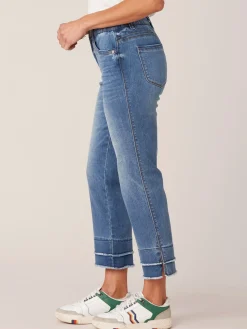 "Ab"solution® Mid-Rise Blue Double Layer Fray Hem Kick Flare Jeans